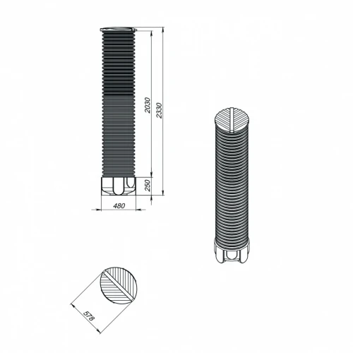 картинка Колодец дренажный 2 м черный (2000х 470х 578) 