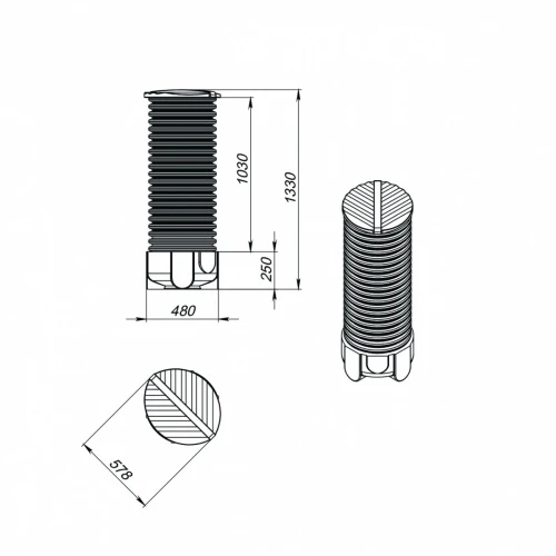 картинка Колодец дренажный 1 м черный (1000х 470х 578) 