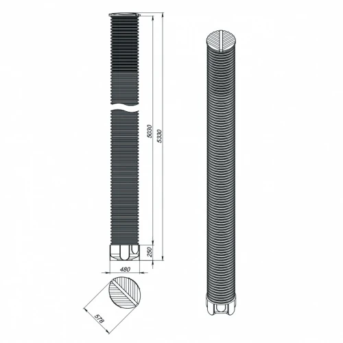 картинка Колодец дренажный 5 м черный (5000х 470х 578) 