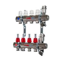 картинка VT589 Коллекторная группа (НЕРЖ) VALTEC со встр. расходомерами, в сборе, 1"х9 вых. Евроконус 3/4"