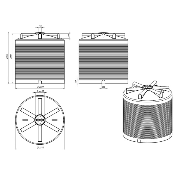 картинка Емкость КАС 7500 ЭВЛ красный 