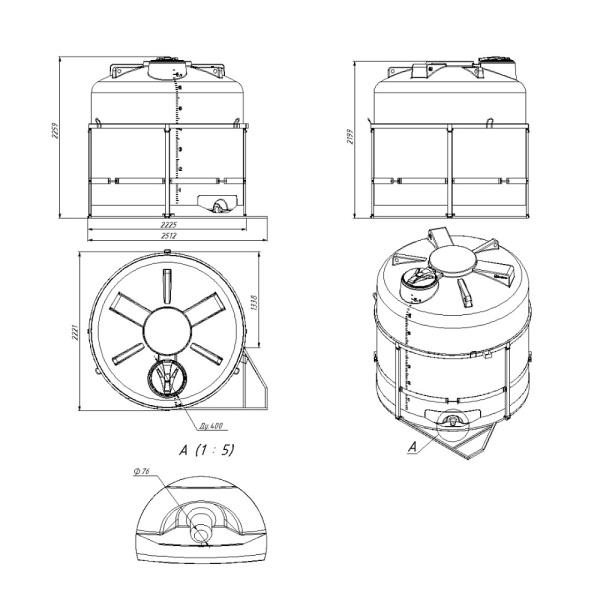 картинка Кассета 6,5м³ TRF (ПОЛНЫЙ слив) для КАС. 