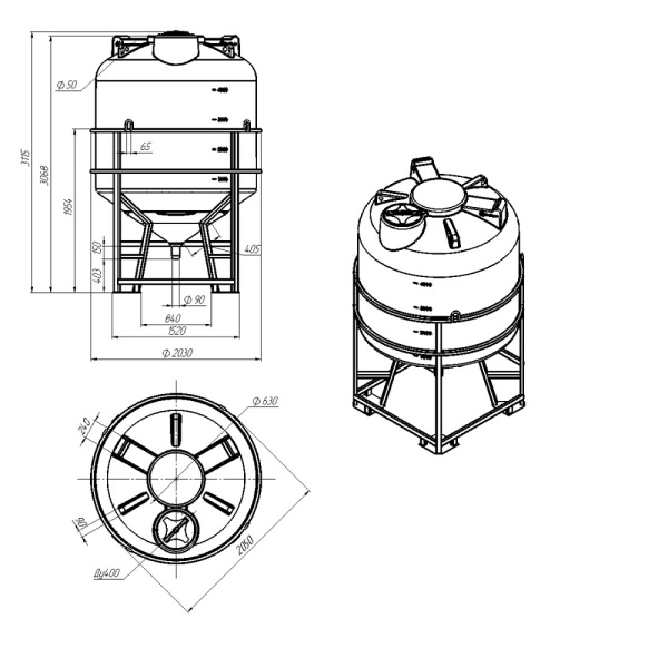 картинка Емкость ЦКТ 5000л с патрубком 